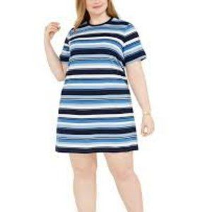 NWT Michael Kors Blue Striped Tee Shirt Dress